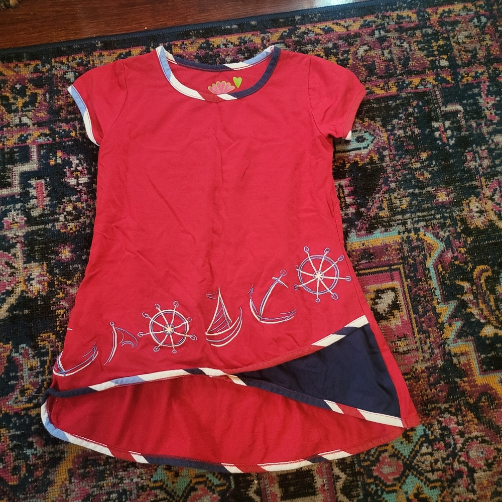 Three Friends Girls Size 5 Red Nautical High Low Top 5 for $20